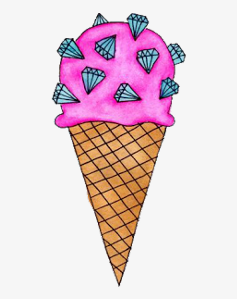#tumblr #cool #png #cute #pink #rosa #cono #cream - Diamond Ice Cream, transparent png download