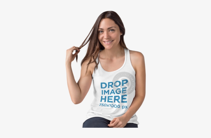 Tank Top Mockup Of A Girl Sitting On A Wooden Stool - Better Dead Than Red Girl, transparent png download
