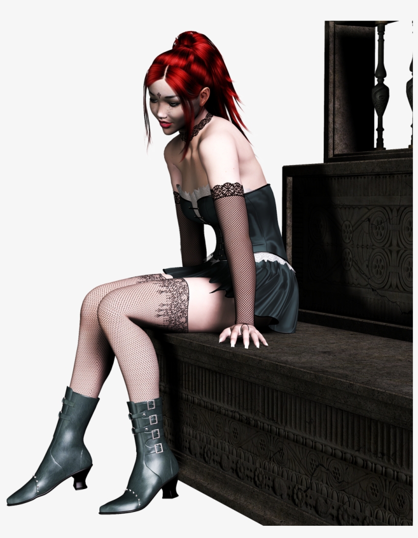 Hair,sitting,pensive - Girl Red Hair 3d, transparent png download