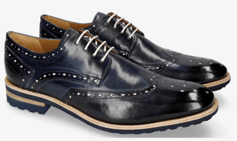 Derby Shoes Eddy 5 Navy Soft Patent White Punch - Melvin Hamilton Brad, transparent png download