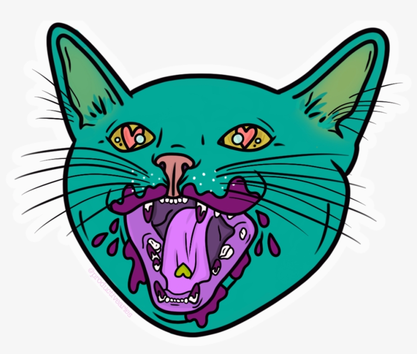 Hissingcatsticker - - Cat Yawns, transparent png download
