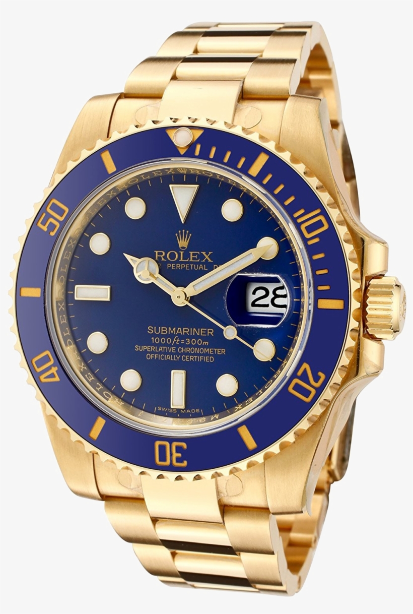 Rolex Transparent Image - Rolex Submariner Gold Blue, transparent png download