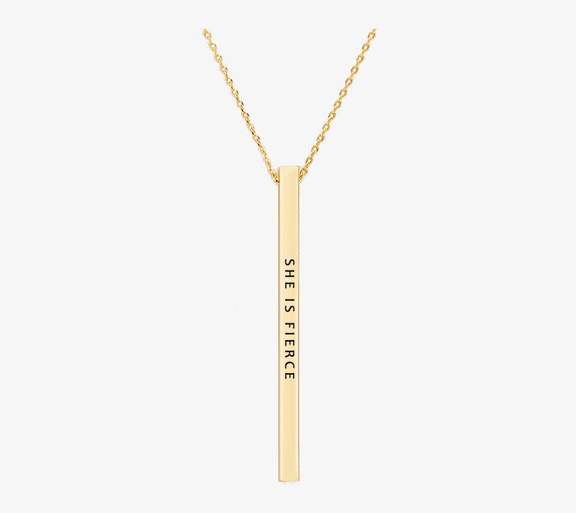 She Is Fierce Message Bar Necklace - Pendant, transparent png download