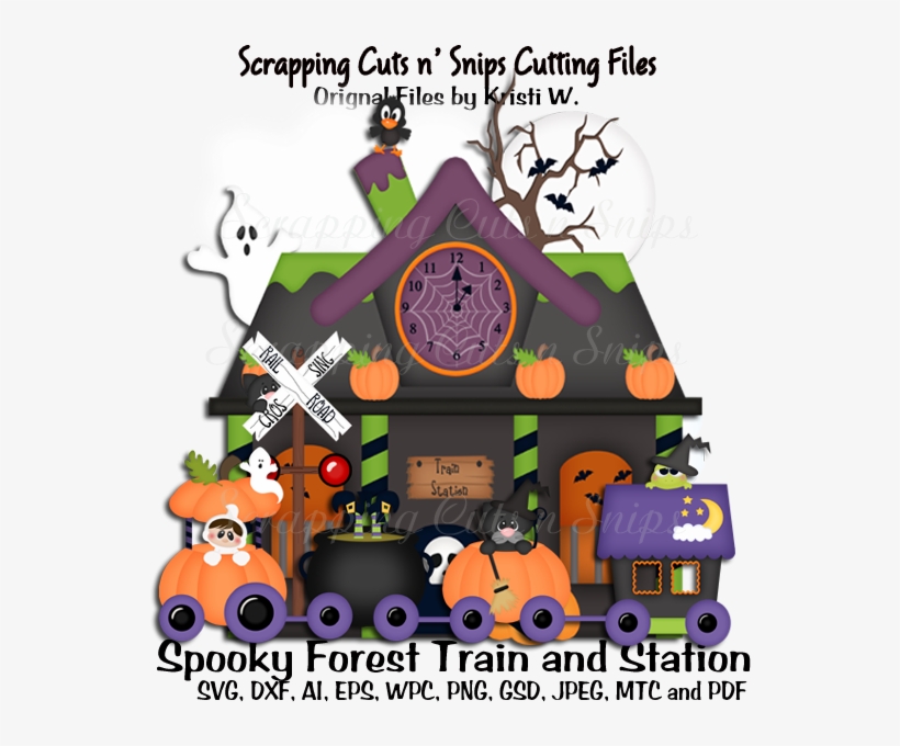 Spooky Forest Train And Station Cutting File Sets - Cartoon, transparent png download