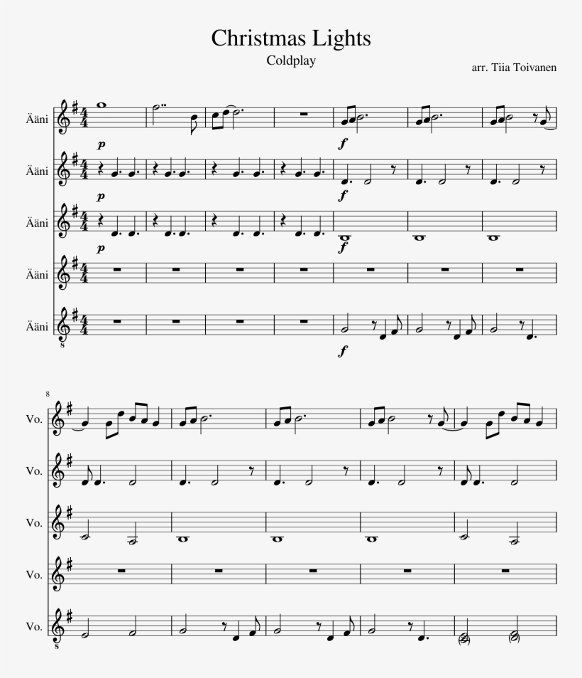 Christmas Lights Sheet Music Composed By Arr - Sheet Music, transparent png download