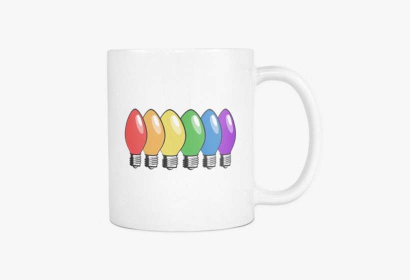 Pride Rainbow Old School Christmas Lights White Mug - Rainbow Christmas Tree Lights Hooded Sweatshirt, transparent png download