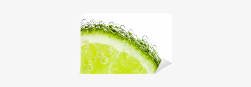 Slice Of Lime In The Water With Bubbles Wall Mural - Water, transparent png download