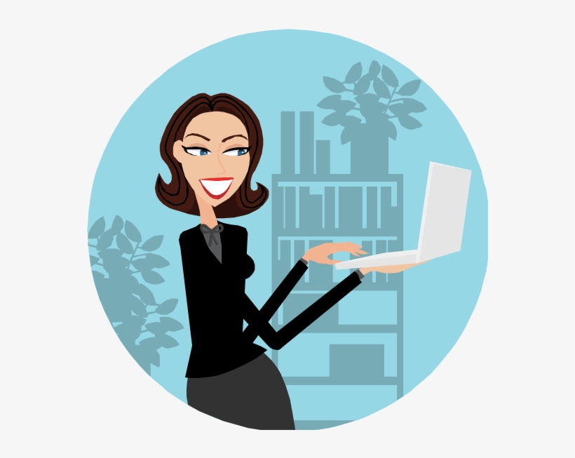 Previous Next - Women With Computer Cartoon, transparent png download