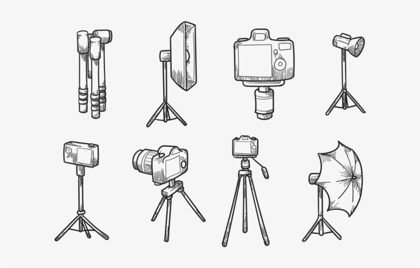 Drawn Camera Tripod Drawing - Camera Com Tripe Desenho, transparent png download
