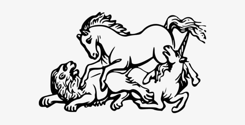 The Lion And The Unicorn Horse Drawing - Unicorn And Lion, transparent png download