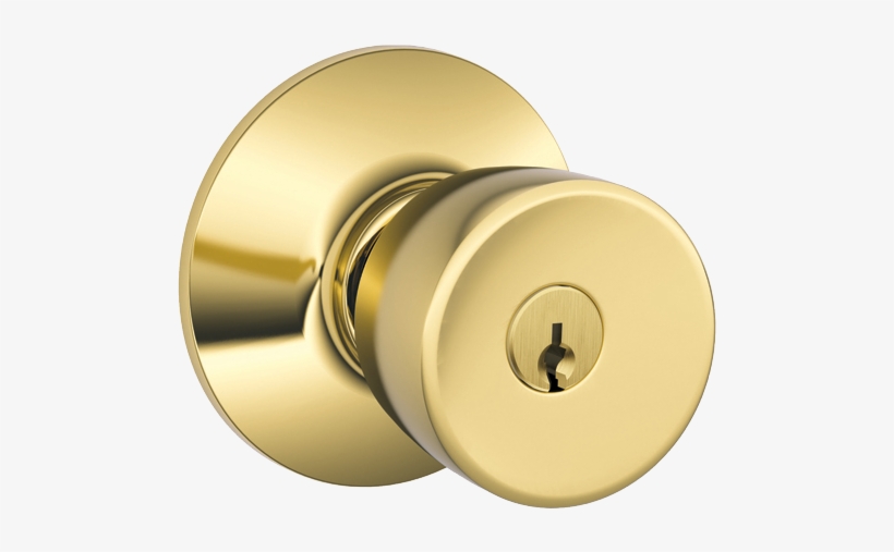 Byron Bright Brass Keyed Entry Door Knob - Schlage - F51a Series - Keyed Bell Door Knob, transparent png download