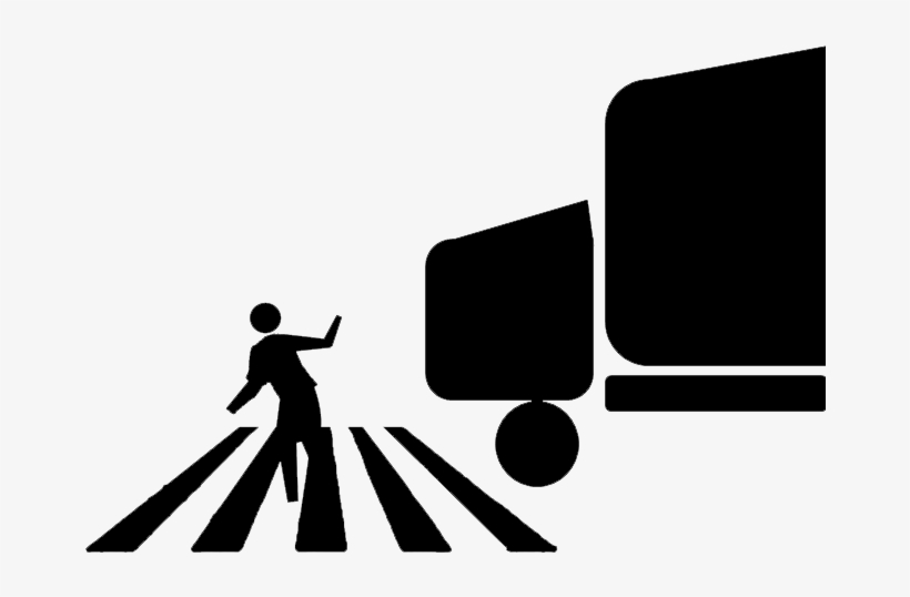 Woman Pedestrian In Crosswalk Fears Truck - Pedestrian, transparent png download
