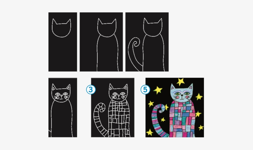 Pattern Cat - Black Chalk - 23cm X 30cm Tape Bound Marker Pad, transparent png download
