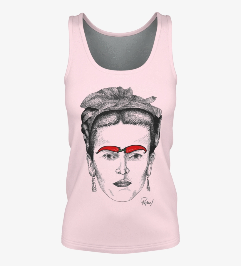 'frida Kahlo With Chilli Eyebrows' Tank Top Sj - Active Tank, transparent png download