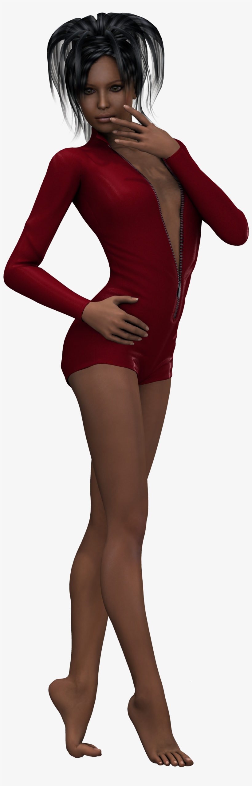 Sexy Digital Woman In Red Swimsuit - Cartoon, transparent png download