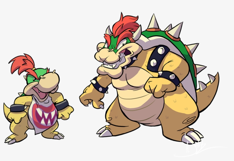 Bowser And Jr - Cartoon, transparent png download