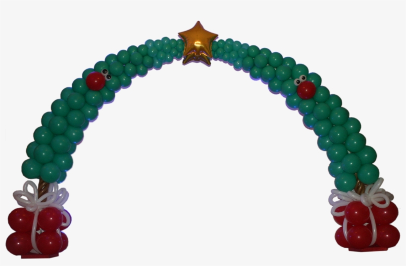 Christmas Tree Balloon Arch With Packaged At The Trunk - Christmas Balloon Arch Png, transparent png download
