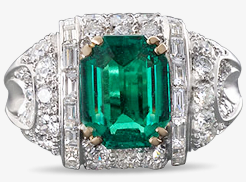 Colombian Emerald And Diamond Ring, - Emerald, transparent png download