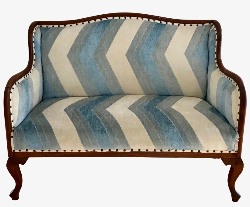 Vintage Chevron Fabric Upholstered Bench Settee On - Studio Couch, transparent png download