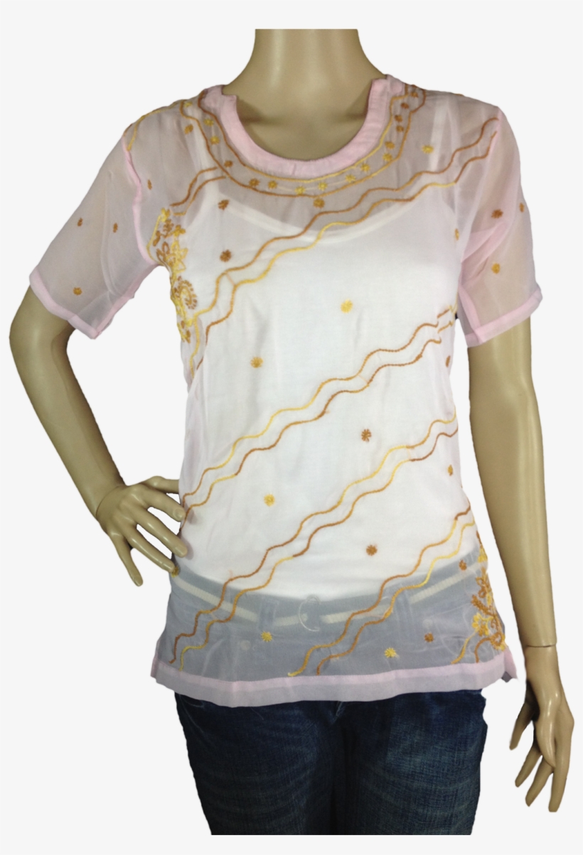 Peachskin Pink Georgette Kurti Rctggt141907002218 - Sweater, transparent png download