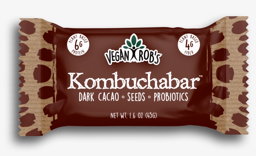 Vegan Kombucha Bar Dark Cacao 45g Front - Vegan Rob's Kombucha Bar, transparent png download