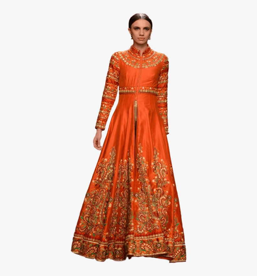Orange Color Jacket Anarkali And Plazzo Set - Gown, transparent png download