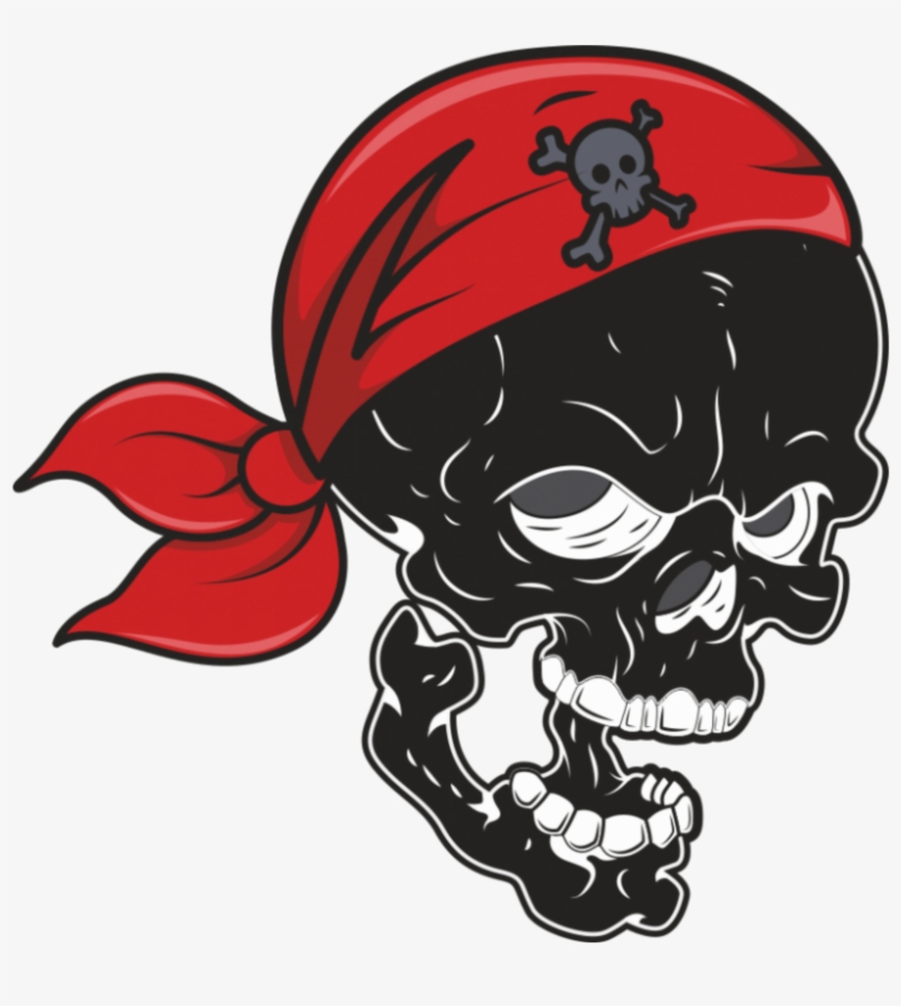 #mq #black #red #skull #skulls #pirate - Red And Black Skull Cartoon, transparent png download