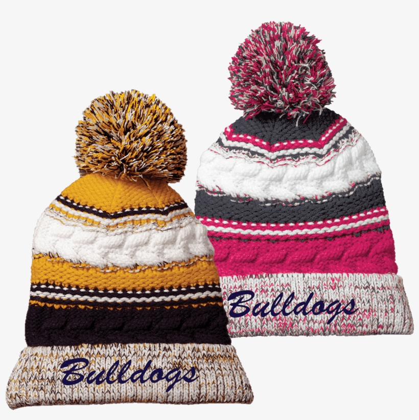 Ofab Bulldogs Pom Pom Beanie - Red And Black Knit Hats, transparent png download