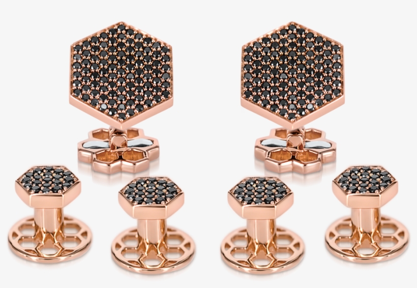 Sen Tuxedo Studs And Sen Cufflinks With Black Diamonds - Earrings, transparent png download