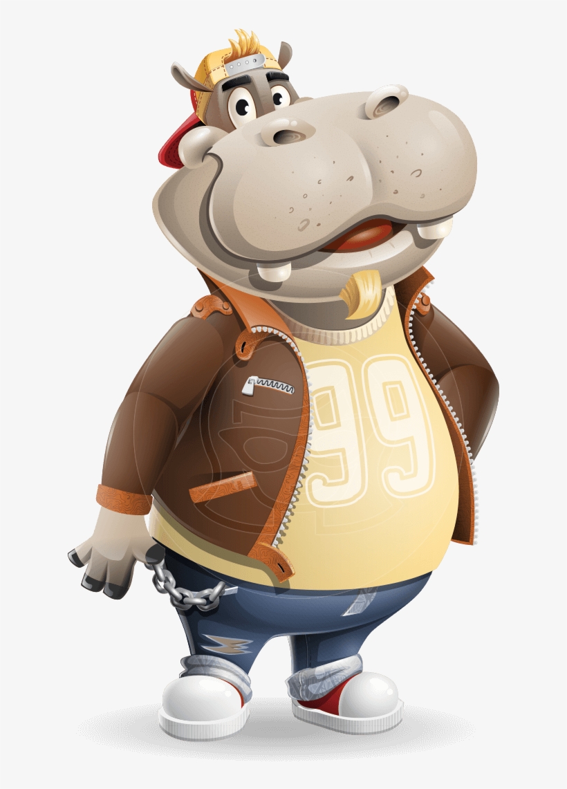 Hippo Cartoon Character - Hippo Cartoon, transparent png download