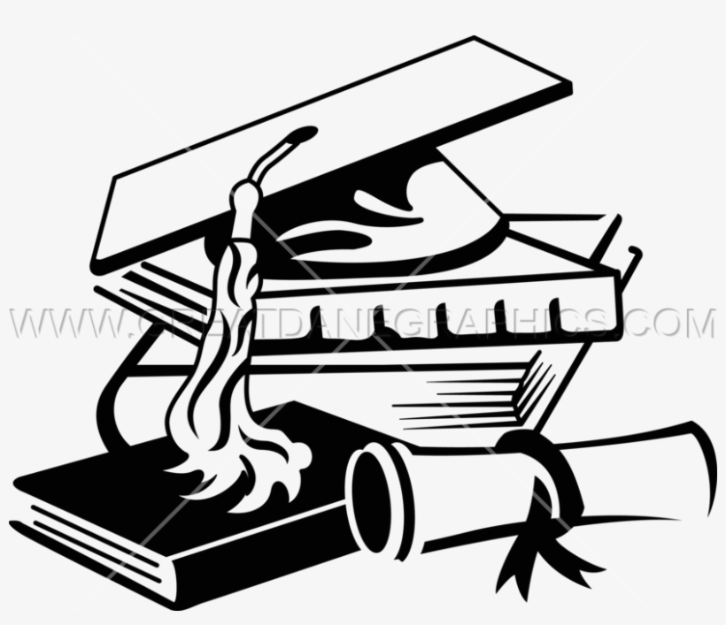 Cap Production Ready Artwork For T Shirt Ⓒ - Graduation Cap With Books, transparent png download