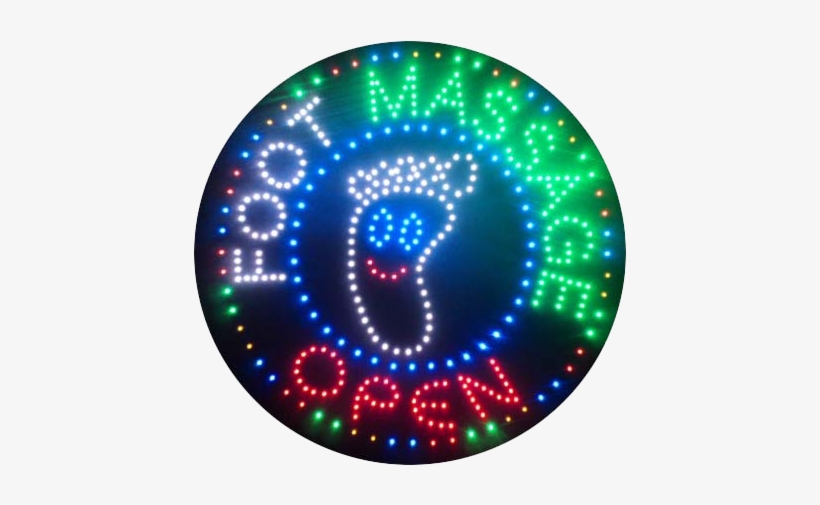 Led Flashing Foot Massage Open Sign - Circle, transparent png download