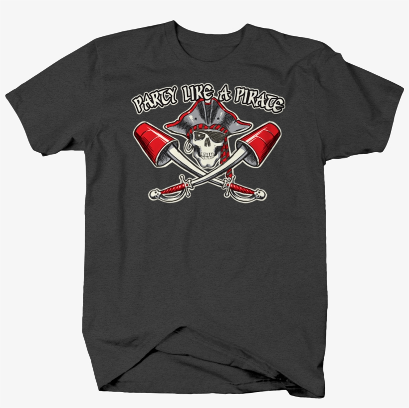 Image Is Loading Party Pirate Skull Cross Swords Red - Shirt, transparent png download