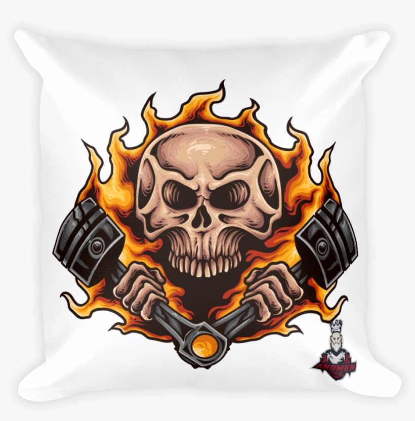 Piston Skull Pillow - Skull Piston Fire, transparent png download