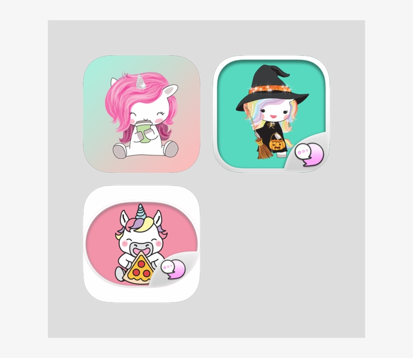 Unicorn Stickers & Keyboard Bundle Happy Set 4 - Cartoon, transparent png download