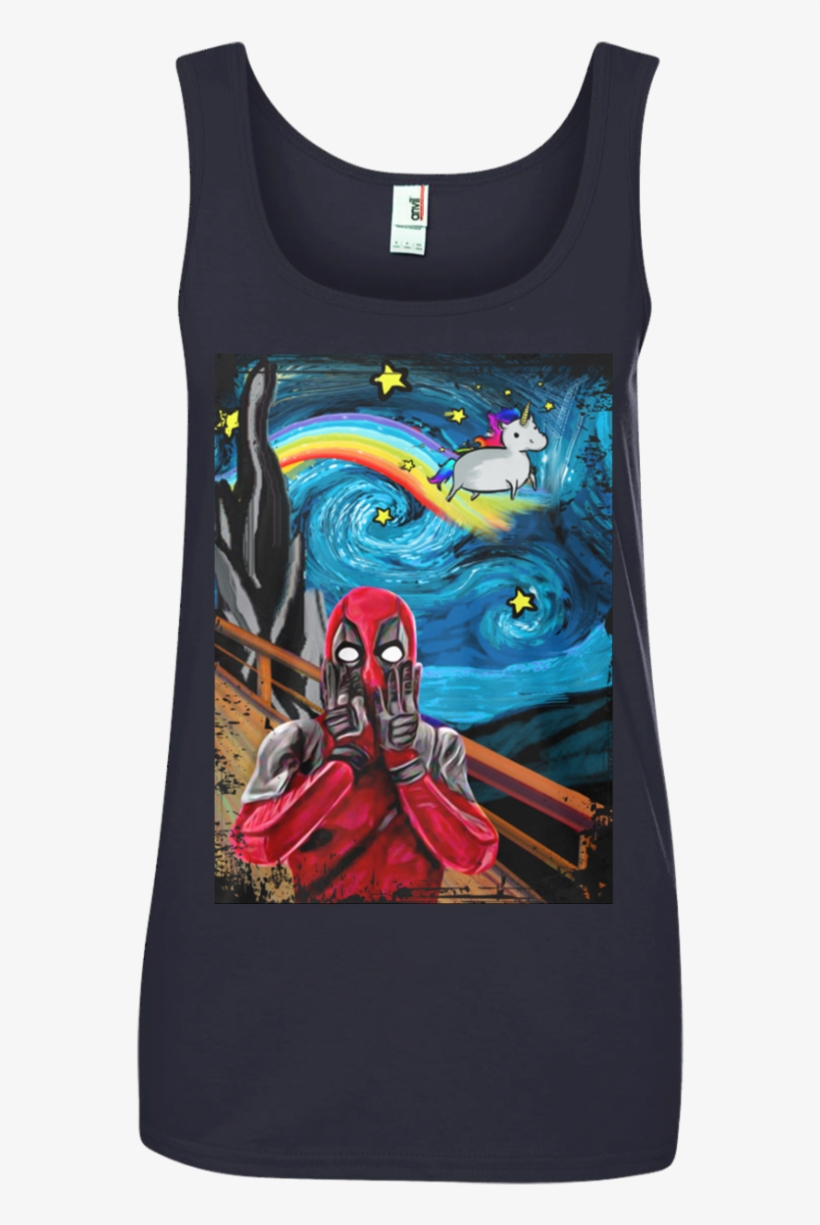 Deadpool Scream Unicorn Starry Night Shirt, Tank, Hoodie - Shirt Deadpool Starry Night, transparent png download