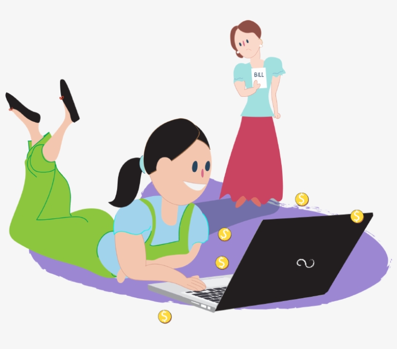 Girl On Laptop Spending Money Online With Mum Behind - Talking Safely Online, transparent png download