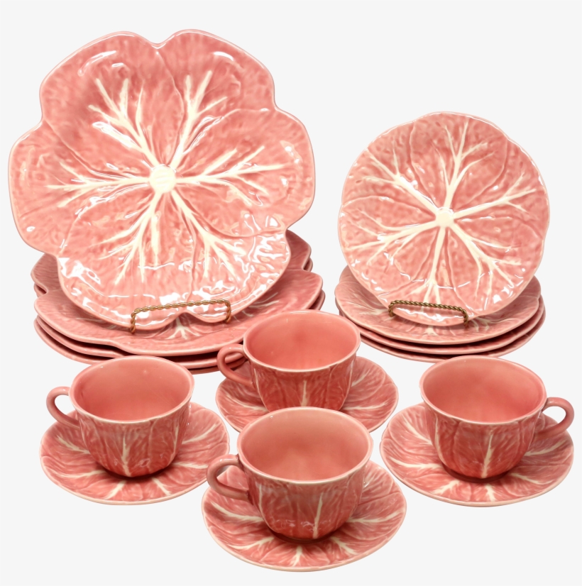 Bordallo Pinheiro Rare Pink Majolica Cabbage 4 Full - Saucer, transparent png download