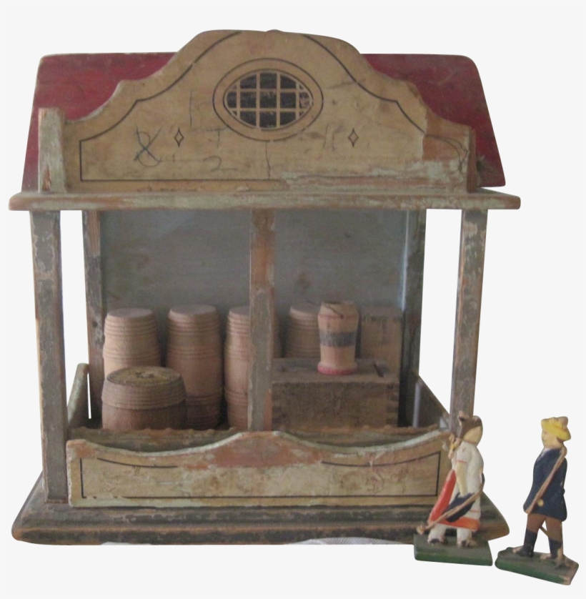Antique Miniature Wooden Toy Barn Stable Dollhouse Scale Model