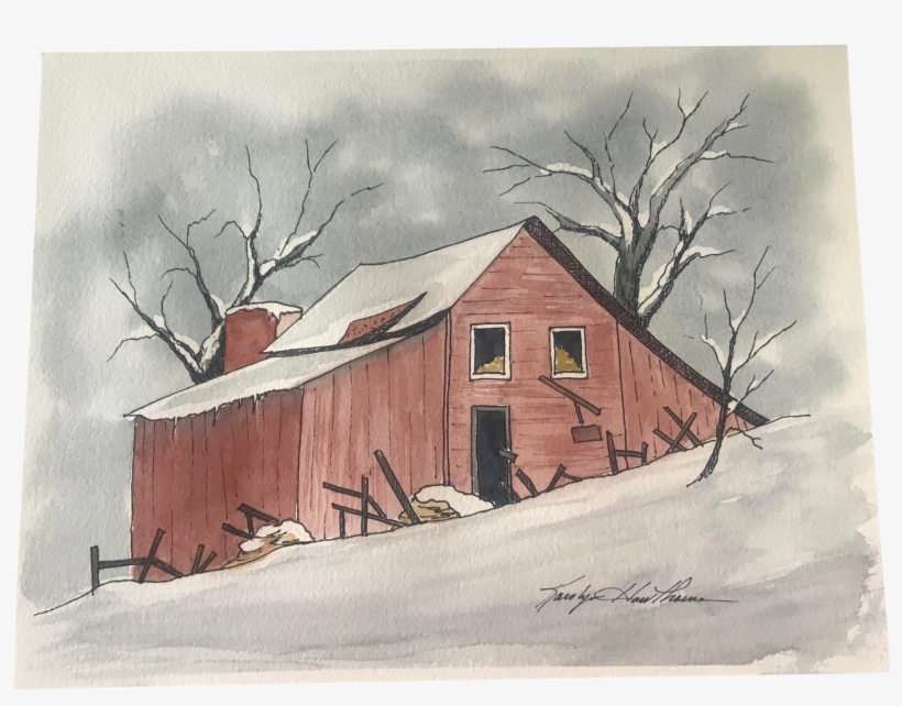 3921 X 2881 1 - Snowy Barn Drawings, transparent png download