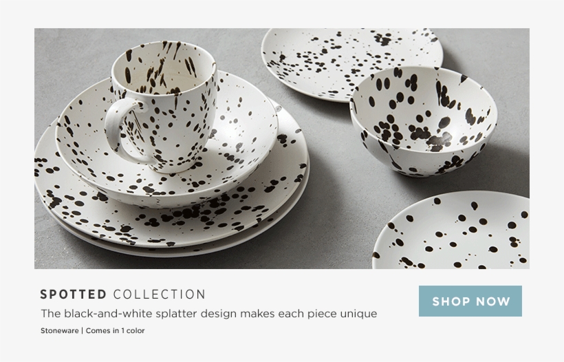 The Black And White Splatter Design Makes Each Piece - West Elm Spotted Dinnerware, transparent png download