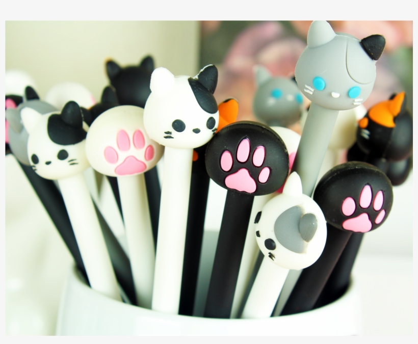 Cute Cat Paw Cat Face Gel Pens,pens - Cartoon, transparent png download
