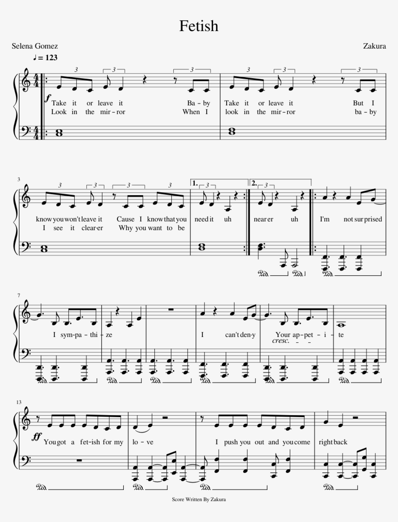 Gucci Mane - Fetish - Sheet Music, transparent png download