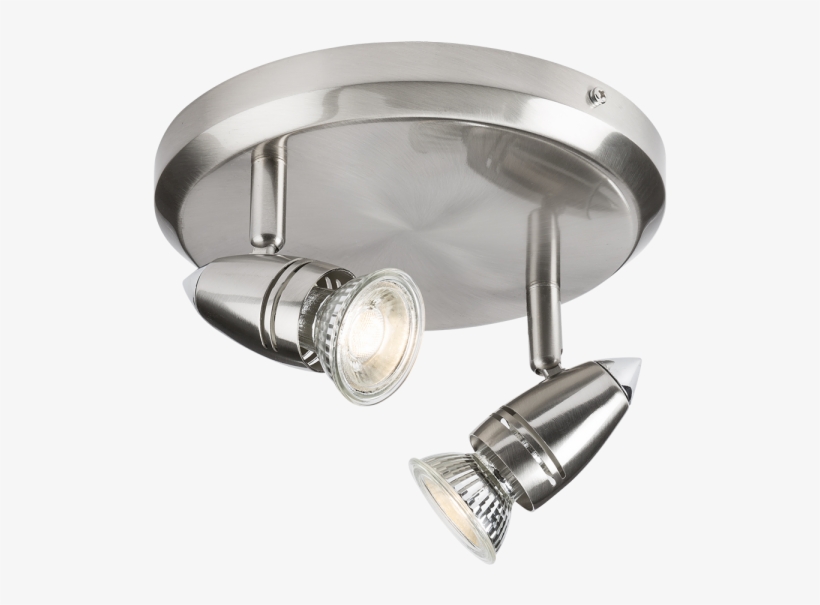 Gu10 Led Twin Spotlight Fitting Round Plate Brushed - Shower Head, transparent png download