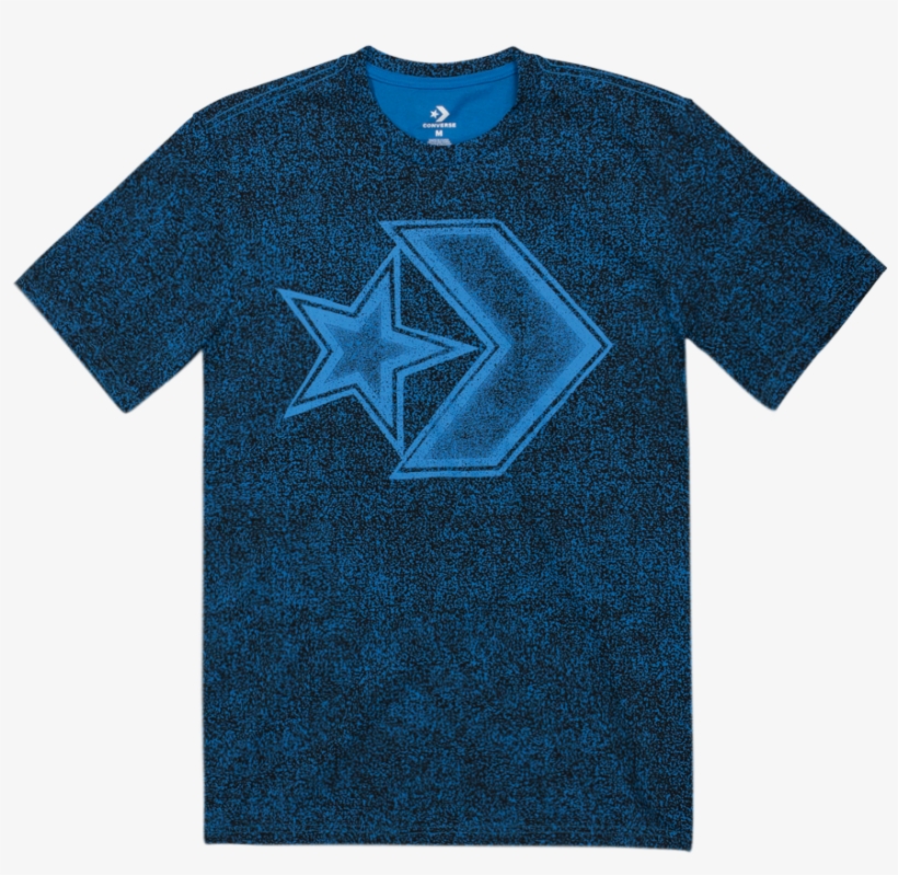 Men Converse Distressed Star Chevron T Shirt Blue Hero - Number, transparent png download