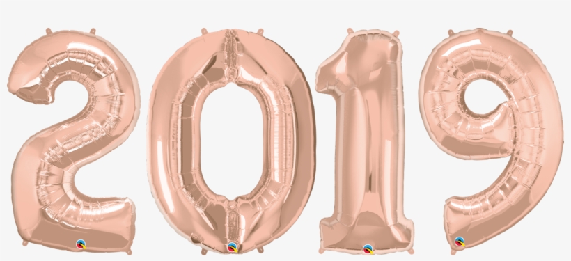34" Rose Gold 2019 Foil Number Balloons Bundle - Rose Gold Foil Numbers Png, transparent png download