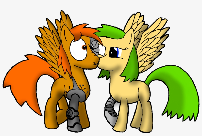 Cyborg, Kissing, Kiss On The Cheek, Missing Cutie Mark, - Cyborg Cutie Mark, transparent png download