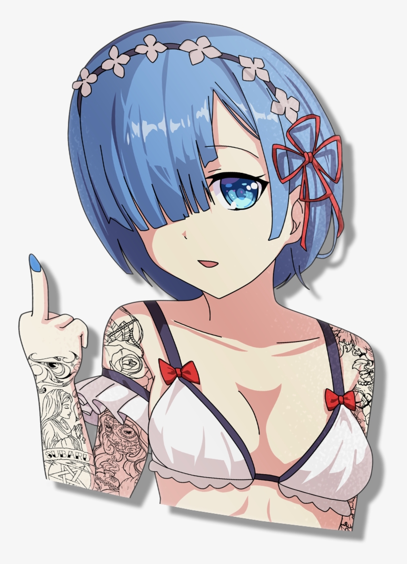 Image Of Tatted Rem - Cartoon, transparent png download