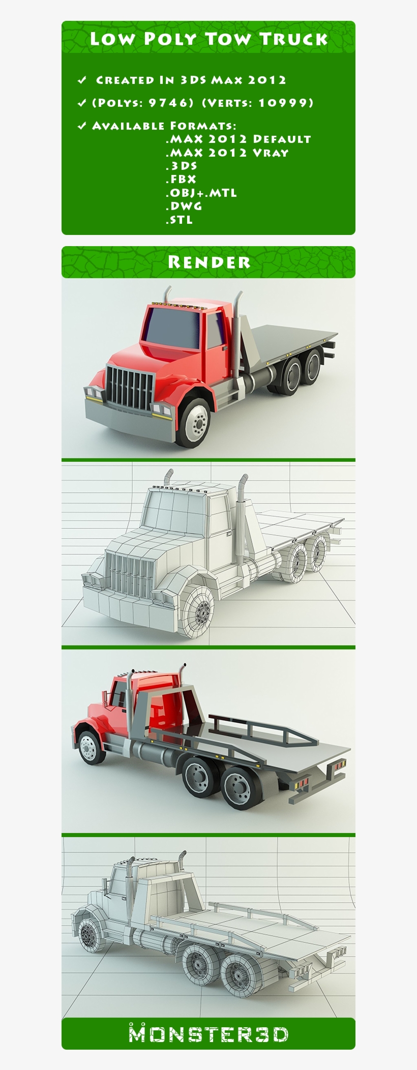 Low Poly Tow Truck - Trailer Truck, transparent png download