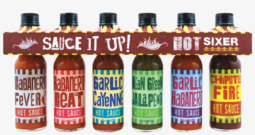 Hot Sixer Hot Sauce 6 Pack - Glass Bottle, transparent png download